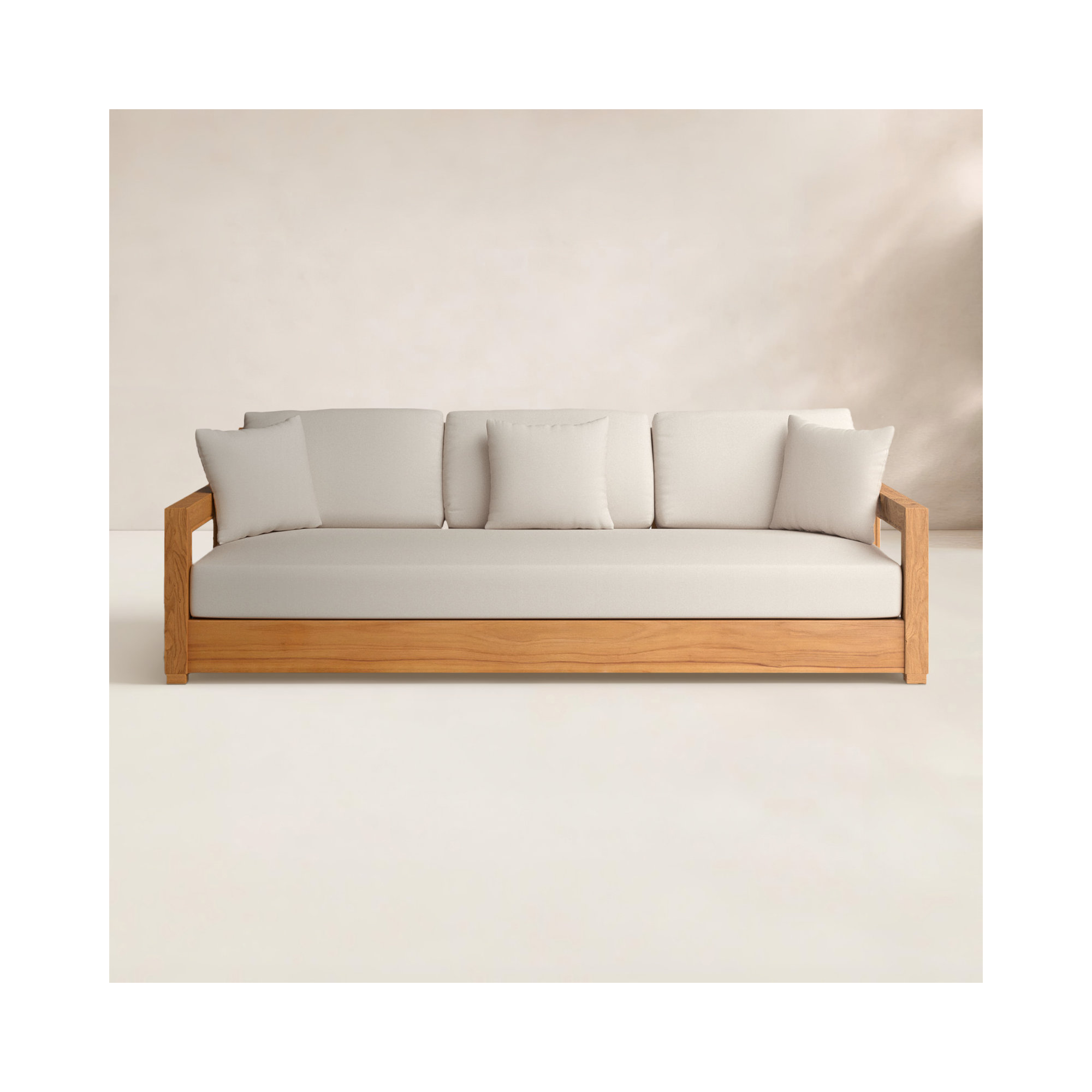 Melrose 76.55'' Teak Outdoor Sofa, Beige Melrose