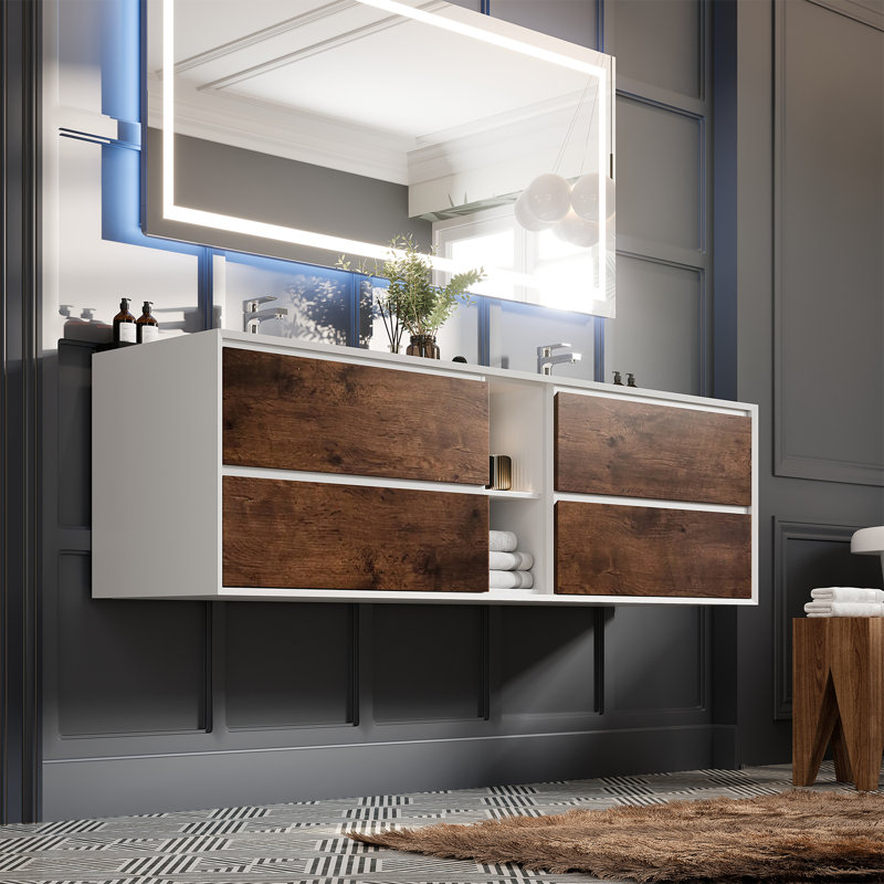 Ensemble de meuble-lavabo double mural 74,88 "Kiskimere
