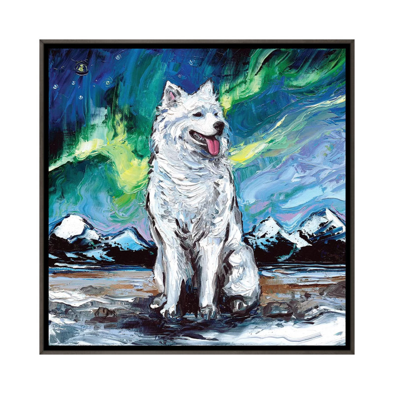 Reproduction d’art, "samoyède « night I » par aja Trèves, Pas de tapis, H 37 po x l 37 po x P 1,5 po