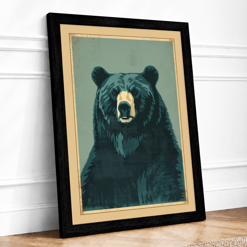 Confronting Bear Boho - Framed Print, A1 - 84.1 x 59.4 cm, Black