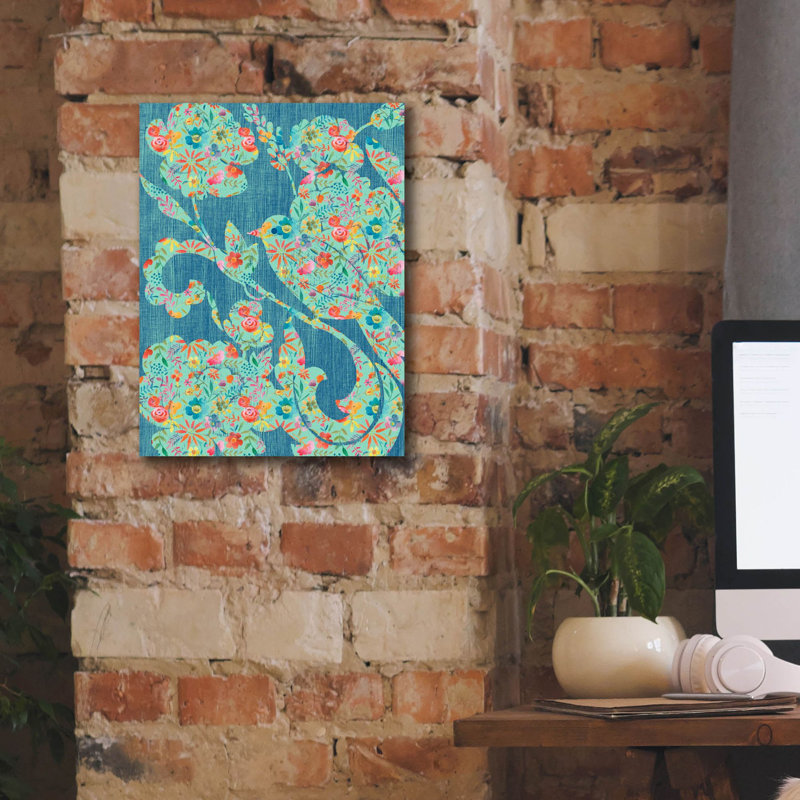 «Floral Birds 2» par Chariklia Zarris, art mural sur toile, H 16 po x l 12 po