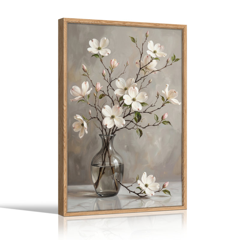 Ensemble de 1 tableau sur toile à motif floral, 48"H x 32"W, Naturel