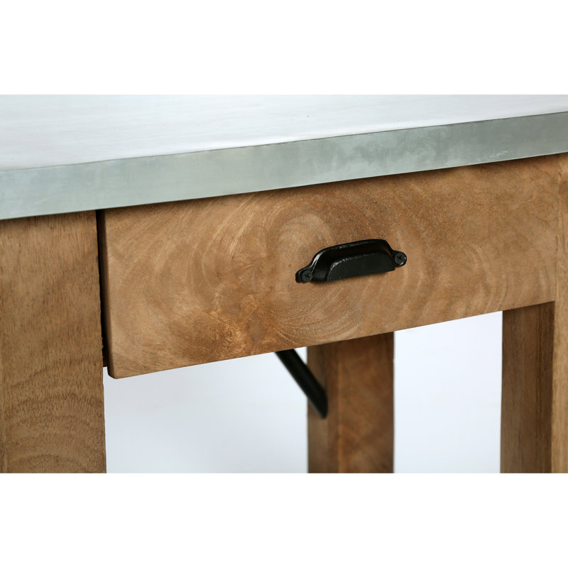 Table de bout rectangulaire rectangulaire en bois massif avec tiroir Crockett