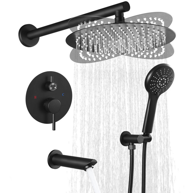 Dome shaped complete shower system, Matte Black