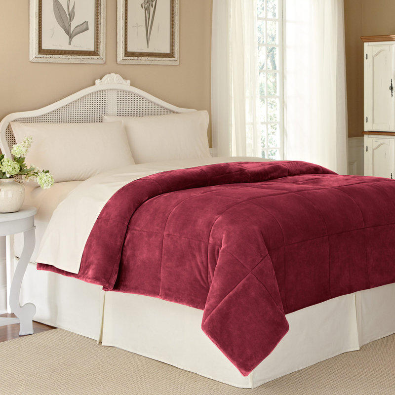 Vellux PlushLux Filled Blanket, King, Burgundy