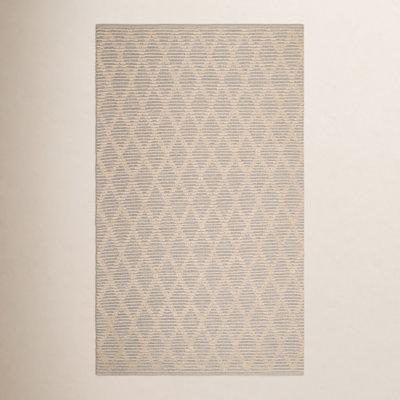 Textured Diamond Grey/Ivory Handwoven Cotton Rug