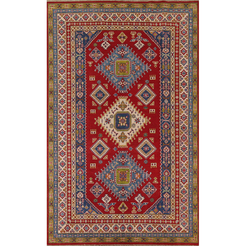 Tapis rouge à motif oriental Kazak
