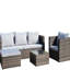 Mobilier d'extérieur pour 4 personnes: table basse en PE et coussins moelleux