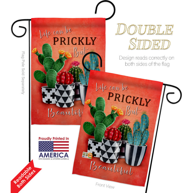 Drapeau de jardin en polyester 1 pi 5 po x 1 pi 10 po Prickly But Beautiful