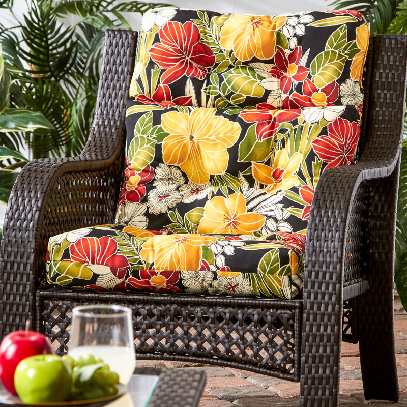 Lester Outdoor High Back Chair Cushion, Aloha Black, 2
