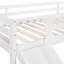 Lit mezzanine simple blanc avec escalier et tableau noir - bois massif pour une chambre à coucher élégante, structure en pin, glissade, plaisir