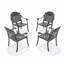Chaise de patio en fonte d'aluminium 4 pièces avec structure et coussins-106604942-106604936