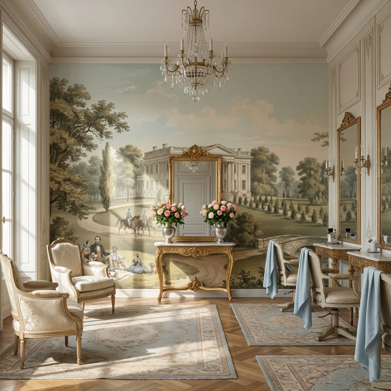 Adhésif mural rétro style paysage néo-classique, Non-Woven Nonpasted, 120"x96"