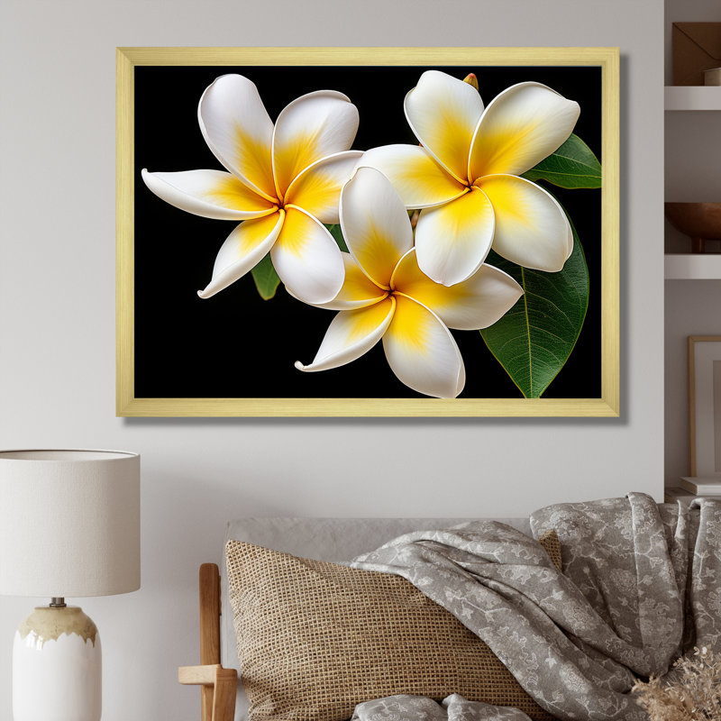 «Dreamscape Plumerias P pureté» sur toile, H 24 po x l 32 po x P 1 po, Cadre photo doré simple
