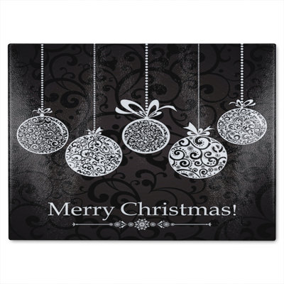 Vintage Christmas Balls Dining Glass Chopping Board