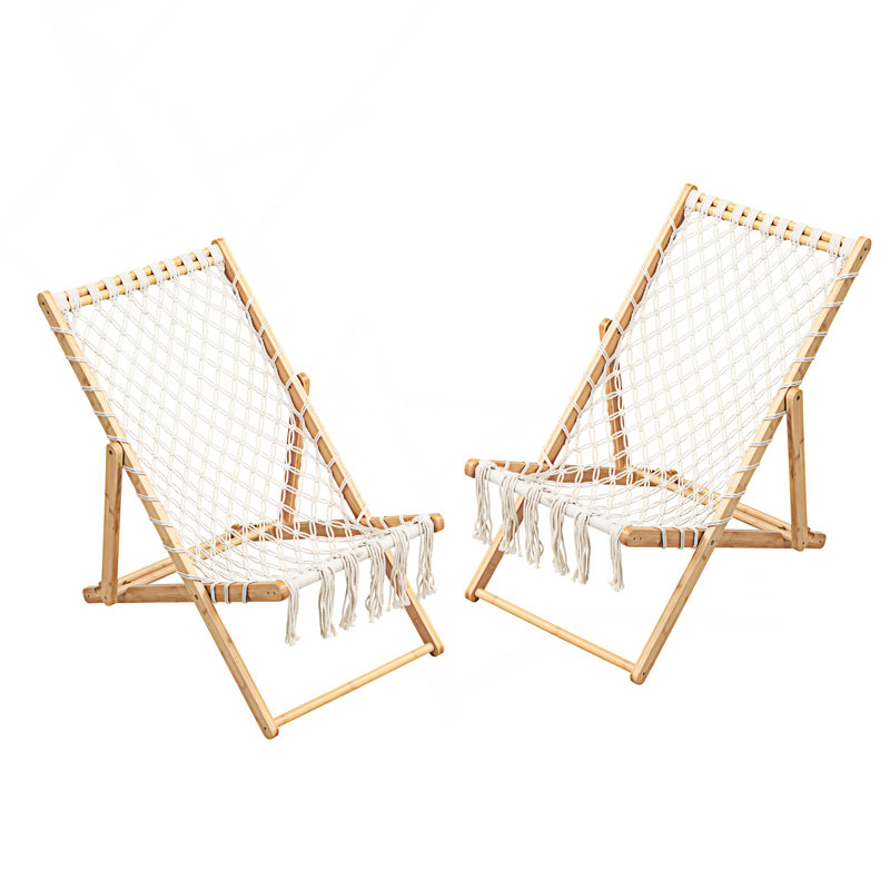 Set Of 2 Weaving Chair With Handwoven Rope