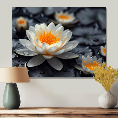 White Yellow Garden Glamour Lotus Photo - Lotus Wall Decor