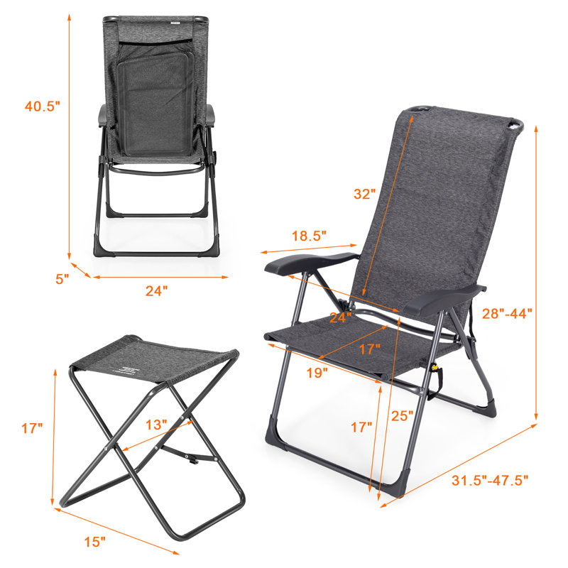 Chaise de camping inclinable avec repose-pieds Gratia