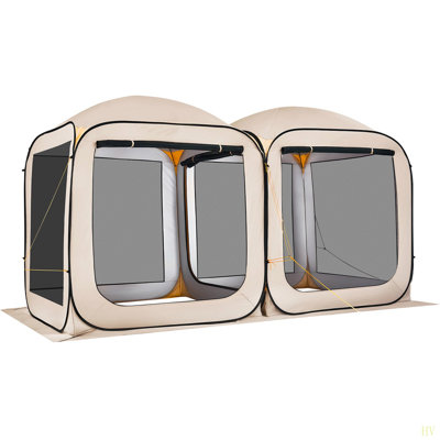 Tente moustiquaire 12 x 6 pi, tente moustiquaire 2 en 1, avec moustiquaire portatif avec sac de transport, côtés de filet, piquets de sol, pour le jardin, le patio, la cour et les activités de plein air