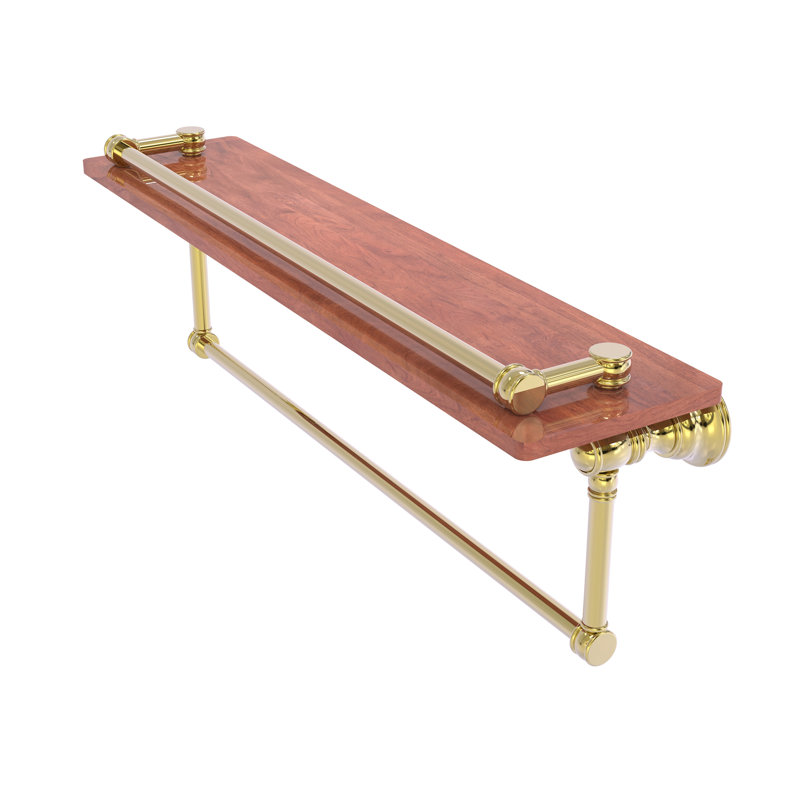 Tablette en bois massif Freyja, H 5,54 po x l 22 po x P 7,4 po, Laiton non laqué