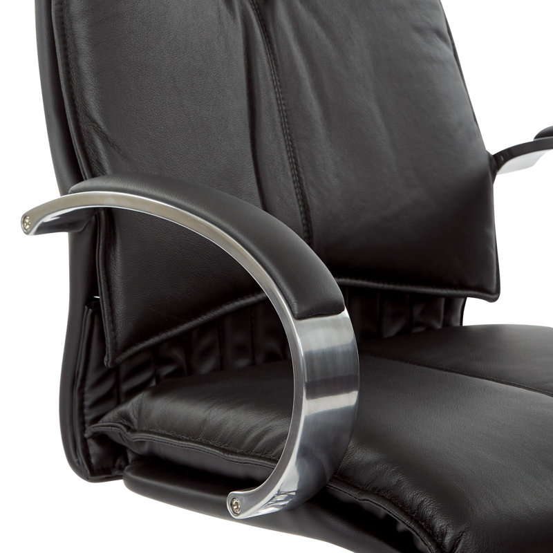 Fauteuil de conférence de luxe en cuir véritable, Cuir de grain supérieur noir