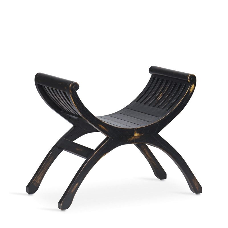 Yuyu Solid Wood Bench, Aged Black