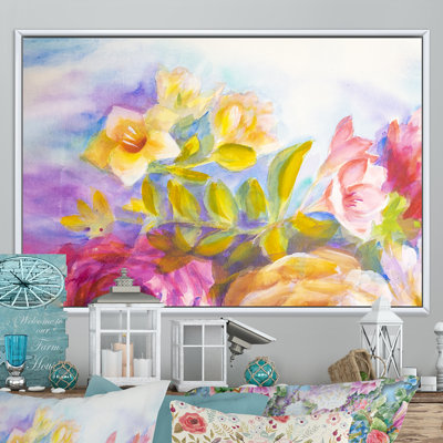 Pe pivoines et roses Bouquet - reproduction de cadre flottant sur toile