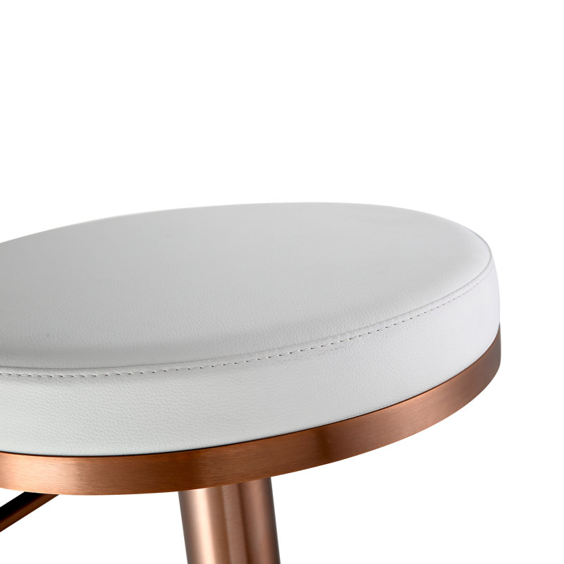 Tabouret de bar rotatif à hauteur ajustable Noah, Or rose, Blanc glacé