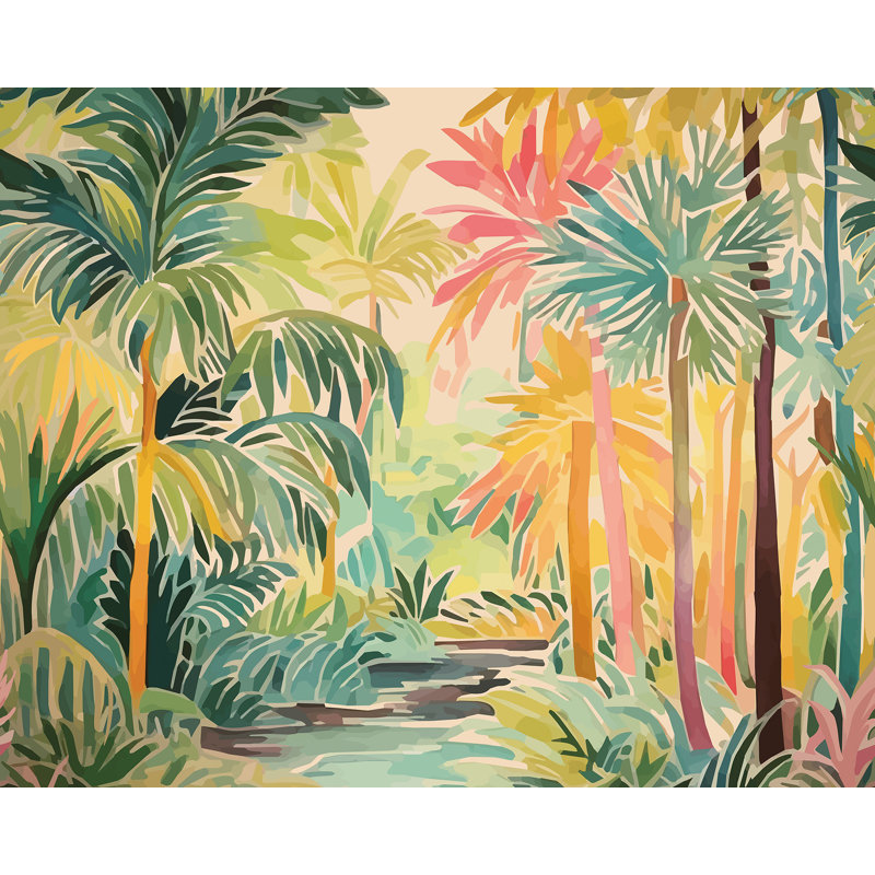 Pretty Palms Neutral Wall Mural, Yellow