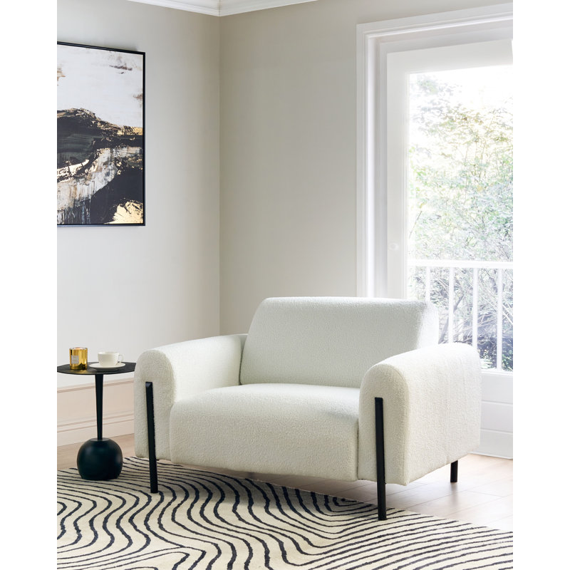 Darletta Upholstered Armchair, White Boucle
