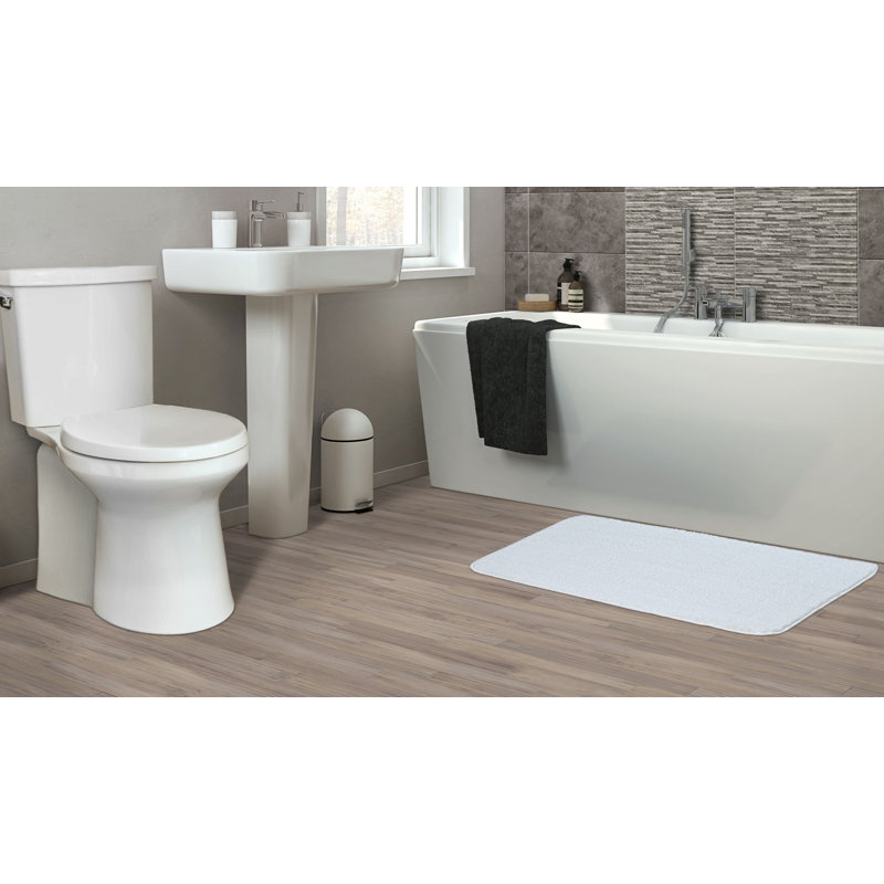 Monarrez Nylon Bath Rug with Non-Slip Backing, Single- 34" L x 20" W, White