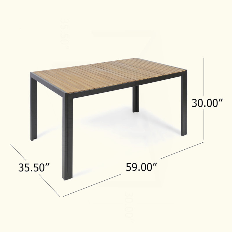 Starr Rectangular Outdoor Dining Table, 30" H x 59.25" W x 35.5" D
