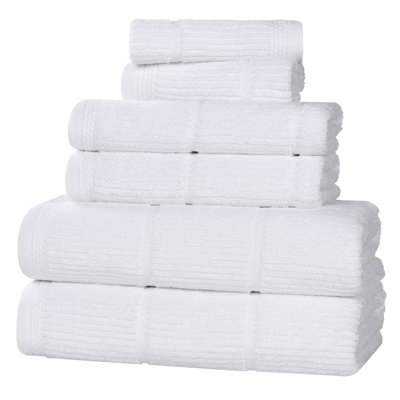 Milo Smart Twist Viscose Cotton Blend Medium Weight Quick Dry Solid Ribbed 6 Piece Bath Towel Set
