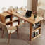 Burlywood + bureau en bois massif en forme de L noir + bureau en fer-2048491874