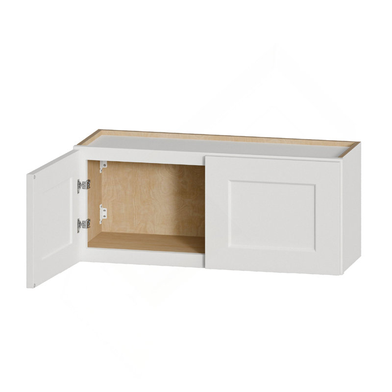 Solid Wood Shaker Short Wall Cabinet – 36"W X 12"D X 15"H, Painted White, Ready-To-Assemble (RTA) Kitchen Cabinet
