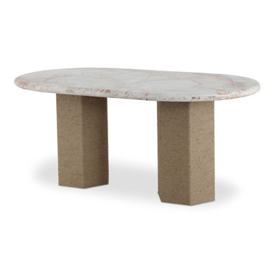 Table de salle à manger ovale Sartoria avec plateau en marbre Breccia