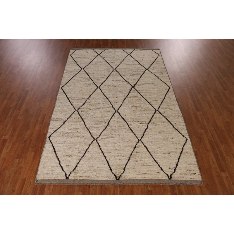 Tapis oriental marocain à motif géométrique treillis 7 x 10