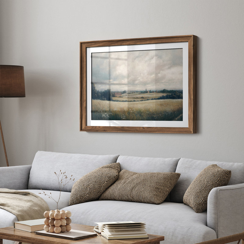 Art mural vintage rétro encadré pour chambre à coucher - 26 po x 36 po brun, Reproduction encadrée avec passe-partout