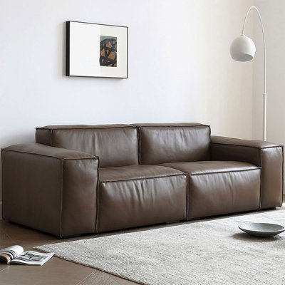 Brown Genuine Leather Modular Sofa cushion Loveseat