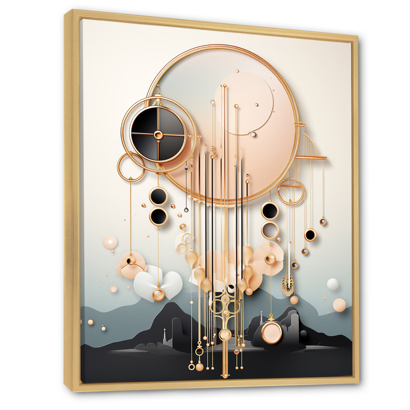 Boho Dreams Mountain Landscape, rétro-impression sur toile, H 44 po x l 34 po x P 1,5 po, Cadre naturel flottant