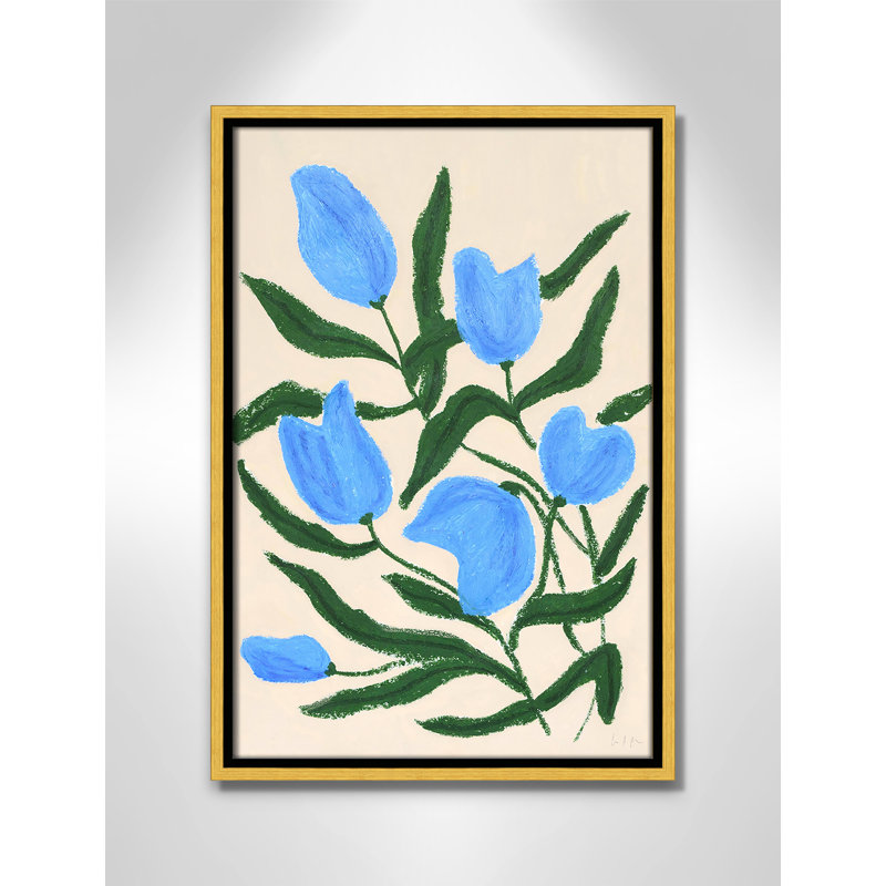 «Colette Blue Tulips Print» par Camilla Bergqvist, H 19,5 po x l 13,5 po, Doré