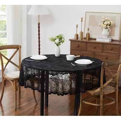 Lace Round Tablecloth With English Rose Design