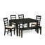 Ensemble de salle à manger 6 pièces comprenant une table rectangulaire avec rallonge papillon, 4 chaises rembourrées en lin et une banquette, 107 x 152 cm, noir-1966029156-1966029158-1966029179