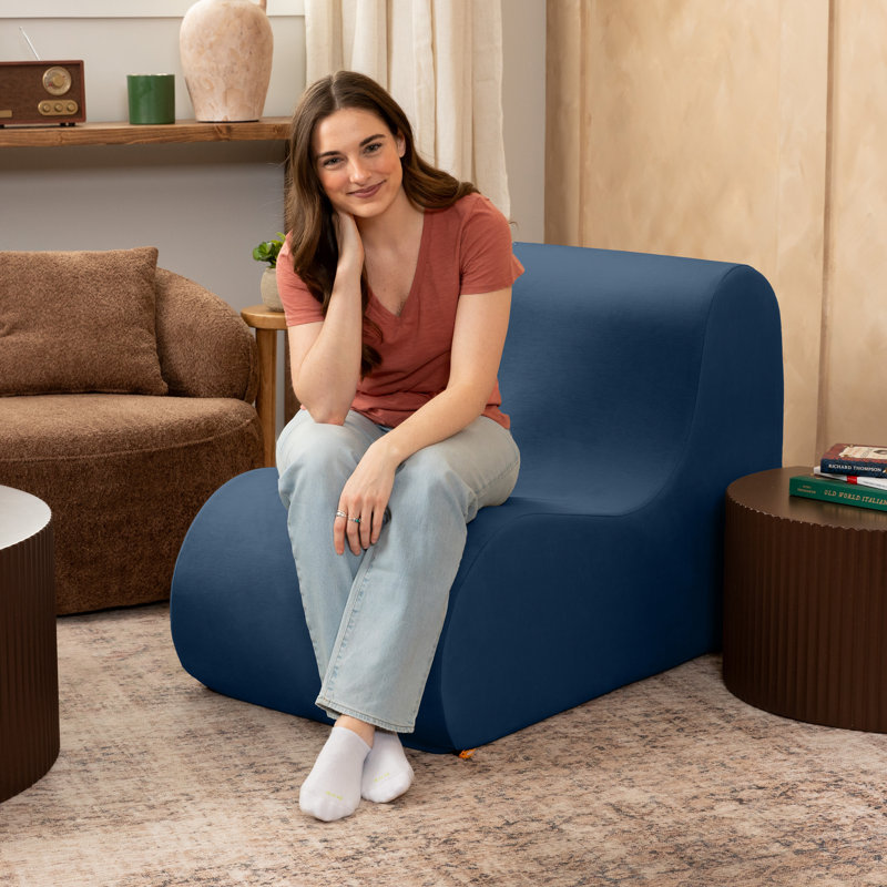 Fauteuil d'appoint en L Syera, Bleu foncé