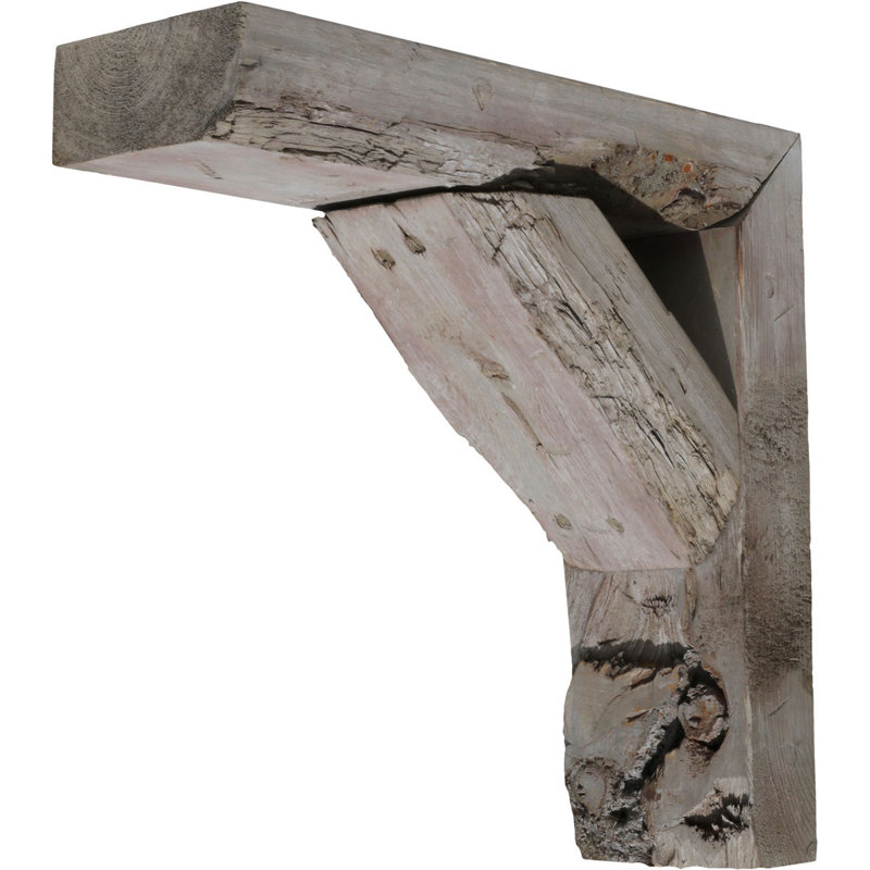 H 3.5'' W D Wood Bracket / Corbel, Reclaimed Grey, 14" H x 3.5" W x 14" D