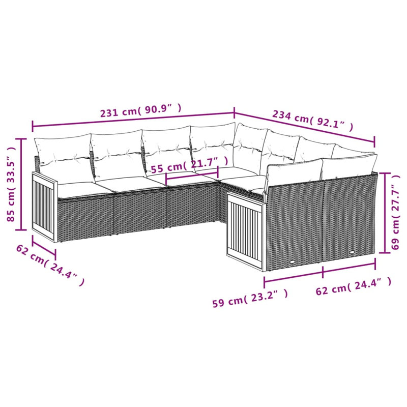 Ensemble de canapé de jardin Vidaxl