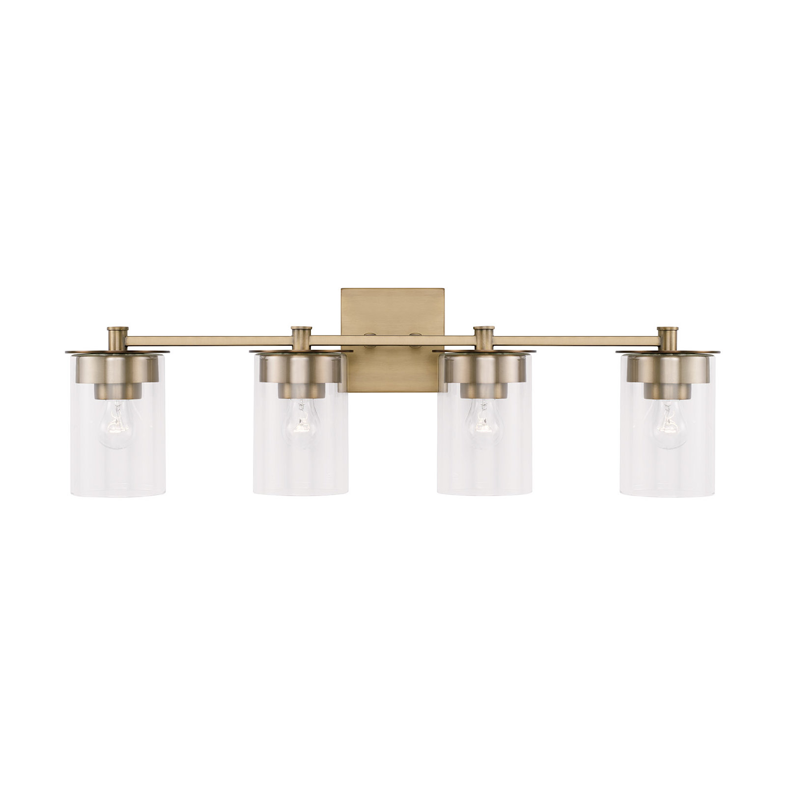 Elstone 4 Light Transparent Dimmable Vanity Light, Aged Brass
