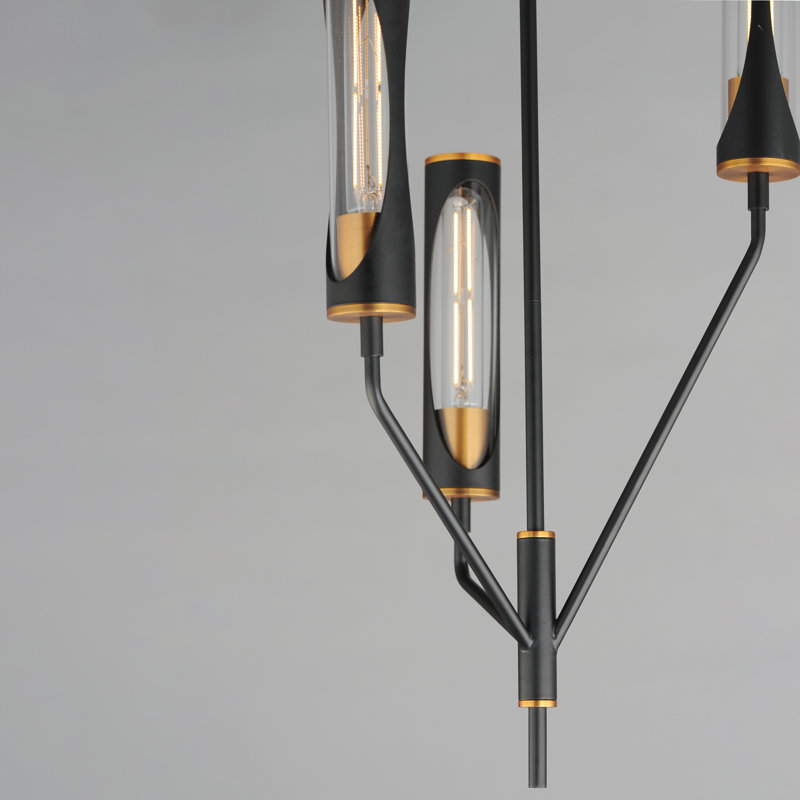 Regent-Multi-Light Pendant, Black/Antique Brass