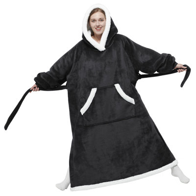 Bedsure Oversized Wearable Blanket Hoodie - Long Sherpa Fleece Hooded Blanket For Adult Women Men