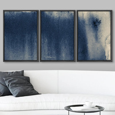 «Black and Tan Grunge Ink Show Abstract Shapes Digital», 3 pièces sur toile